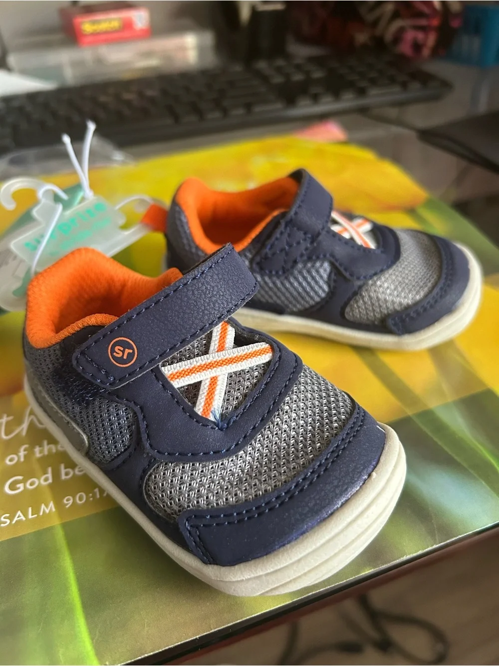 Stride Rite Navy and Orange Baby Walker Sneakers